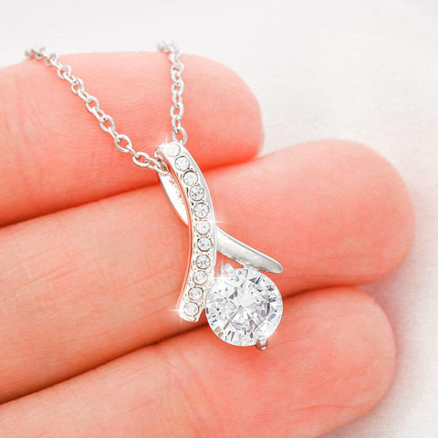 To My Daughter - Cubic Zirconia Ribbon Necklace