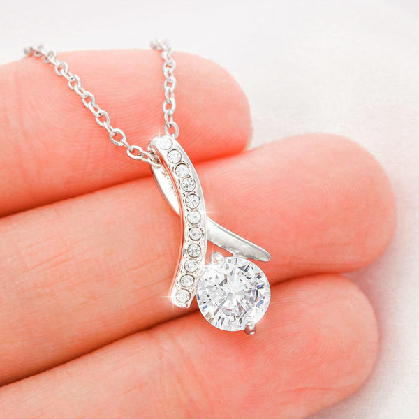To My Daughter - Cubic Zirconia Ribbon Necklace