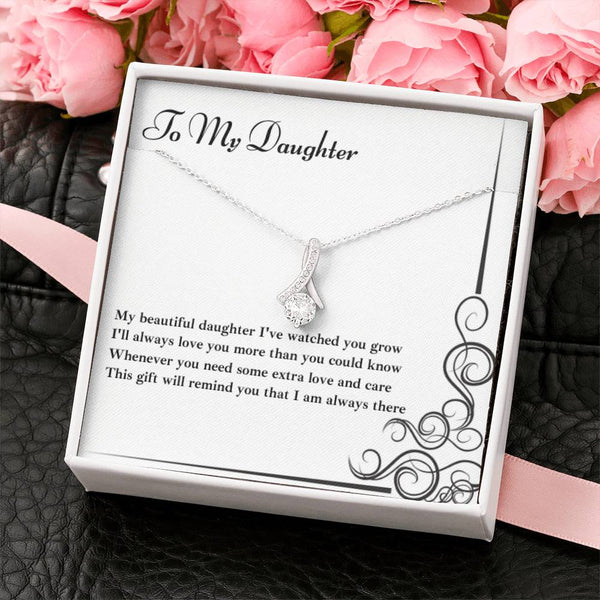 To My Daughter - Cubic Zirconia Ribbon Necklace
