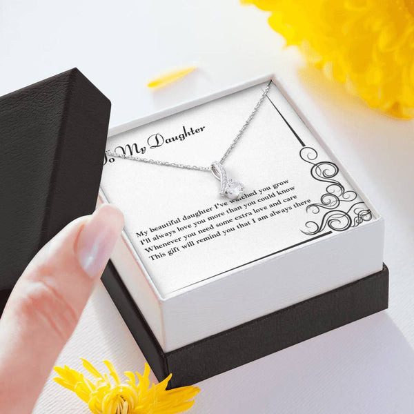 To My Daughter - Cubic Zirconia Ribbon Necklace