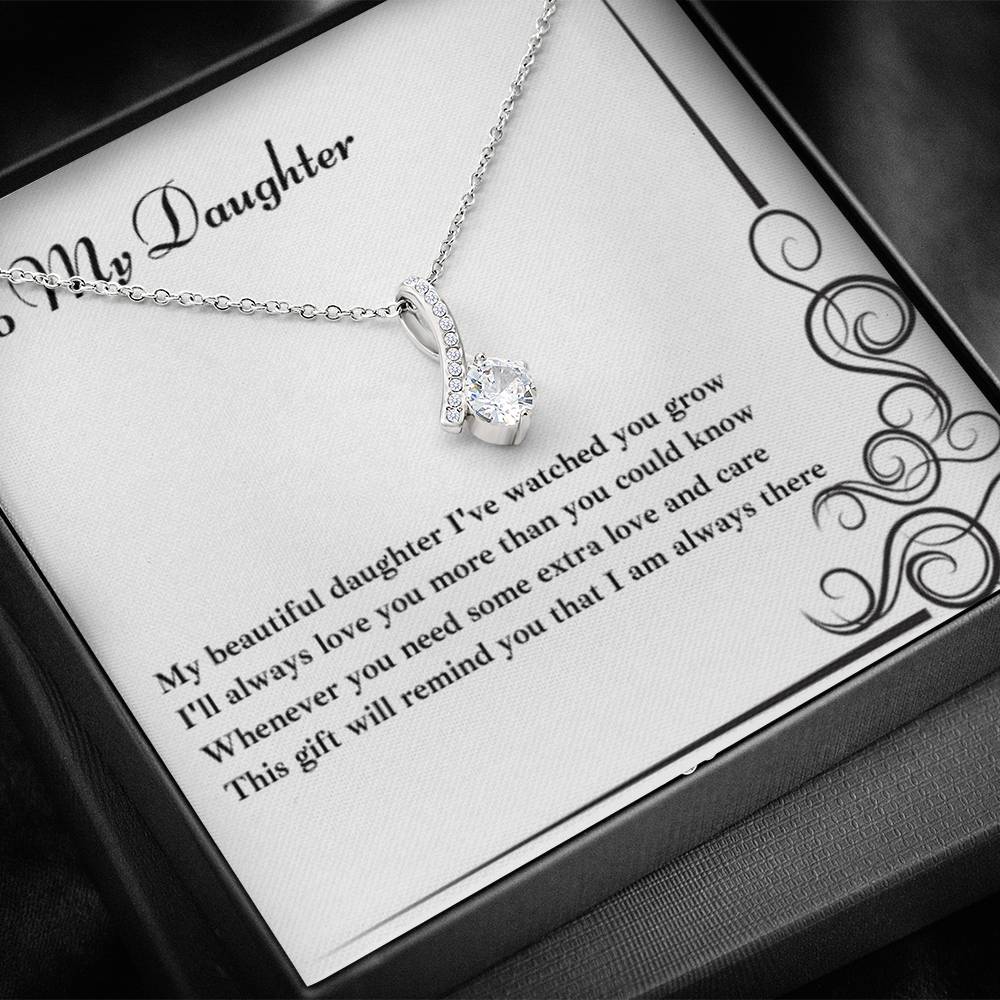 To My Daughter - Cubic Zirconia Ribbon Necklace