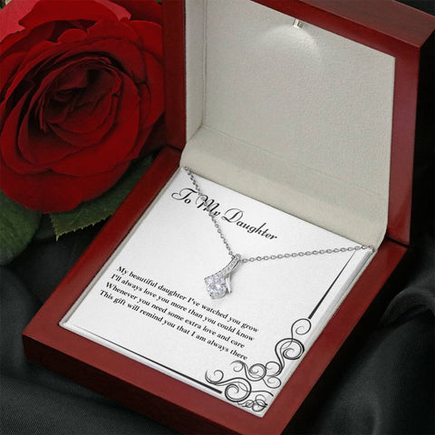 To My Daughter - Cubic Zirconia Ribbon Necklace